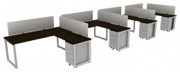 4 Person Desk with Privacy Panels - Veloce