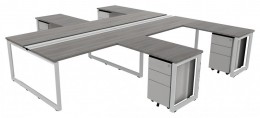 4 Person Workstation with Drawers - Veloce