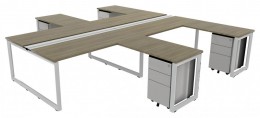4 Person Workstation with Drawers - Veloce