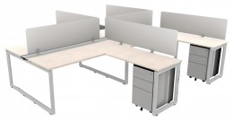 4 Person Workstation with Privacy Panels - Veloce