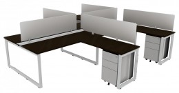 4 Person Workstation with Privacy Panels - Veloce