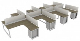 8 Person Workstation with Privacy Panels - Veloce