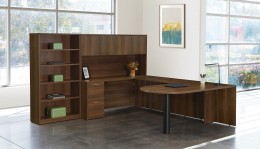 U Shaped Peninsula Desk with Bookcase - Napa
