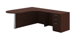 L Shaped Peninsula Desk - Amber