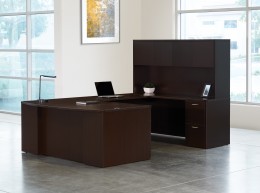 Bow Front U Shaped Desk with Hutch - Napa