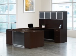 Bow Front U Shaped Desk with Hutch - Napa