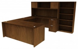 U Shaped Desk with Bookcase - HL