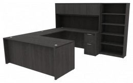 U Shaped Desk with Bookcase - HL