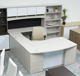 Bow Front U-Shaped Desk with Modesty Panel