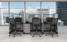 3 Person Call Center Cubicle with Power - Systems