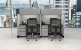 2 Person Call Center Cubicle with Power - Systems