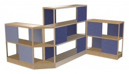 Large Wood Shelving Unit with Acoustic Panels - 145" x 72"