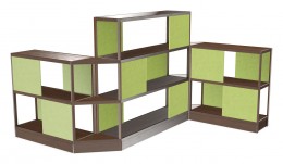 Large Wood Shelving Unit with Acoustic Panels - 145" x 72"