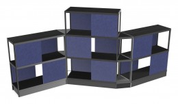 Open Wood Shelving Unit with Acoustic Panels - 160" x 72"