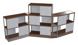 Open Wood Shelving Unit with Acoustic Panels - 160" x 72"