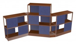 Open Wood Shelving Unit with Acoustic Panels - 160" x 72"