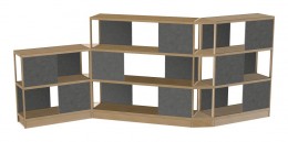 Open Wood Shelving System with Acoustic Panels - 194" x 72"