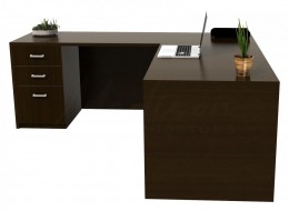 L Shaped Desk with Drawers - Commerce Laminate