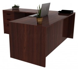 L Shaped Desk with Drawers - Commerce Laminate