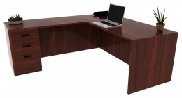 L Shaped Desk with Drawers - Commerce Laminate