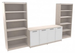 Storage Cabinet Credenza with Bookcases - Potenza