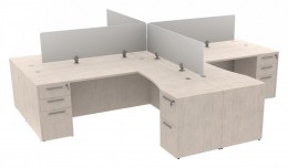 4 Person Desk with Privacy Panels - Potenza