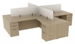 4 Person Desk with Privacy Panels - Potenza