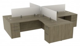 4 Person Desk with Privacy Panels - Potenza