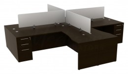 4 Person Desk with Divider Panels - Potenza