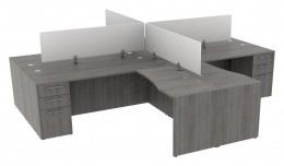 4 Person Desk with Divider Panels - Potenza