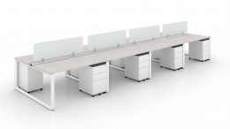 8 Person Workstation with Privacy Panels - Veloce