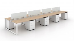 8 Person Workstation with Privacy Panels - Veloce