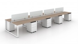 8 Person Workstation with Privacy Panels - Veloce