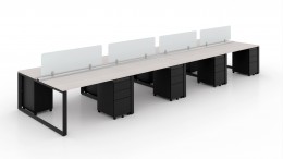 8 Person Workstation with Privacy Panels - Veloce