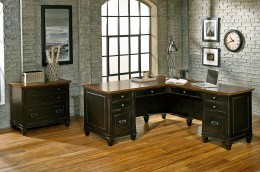 L Shaped Desk with File Cabinet - Refined