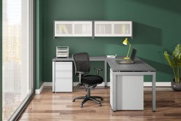 L Shaped Desk with Hutch - Elements