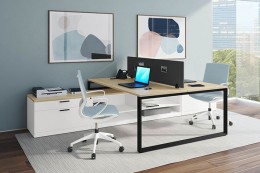 2 Person Desk with Side Storage - Elements