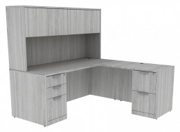 L Shaped Desk with Hutch - PL Laminate