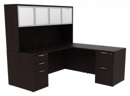 L Shaped Desk with Hutch - PL Laminate