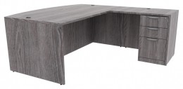 Bow Front L Shaped Desk - PL Laminate