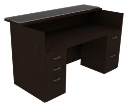 Receptionist Desk with Glass Transaction Counter - Amber