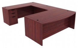 Bow Front U Shaped Desk - PL Laminate