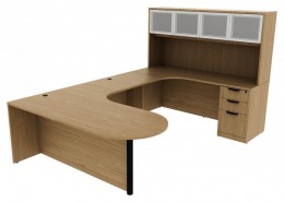 U Shaped Peninsula Desk with Hutch - PL Laminate