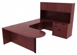 U Shaped Peninsula Desk with Hutch - PL Laminate