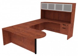 U Shaped Peninsula Desk with Hutch - PL Laminate