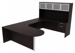 U Shaped Peninsula Desk with Hutch - PL Laminate