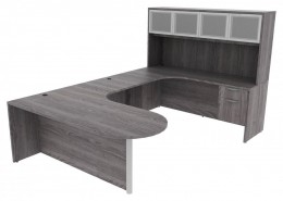 U Shaped Peninsula Desk with Hutch - PL Laminate