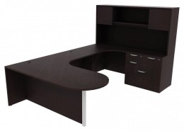 U Shaped Peninsula Desk with Hutch - PL Laminate