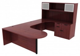 U Shaped Peninsula Desk with Hutch - PL Laminate