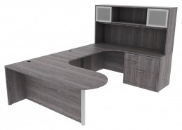 U Shaped Peninsula Desk with Hutch - PL Laminate